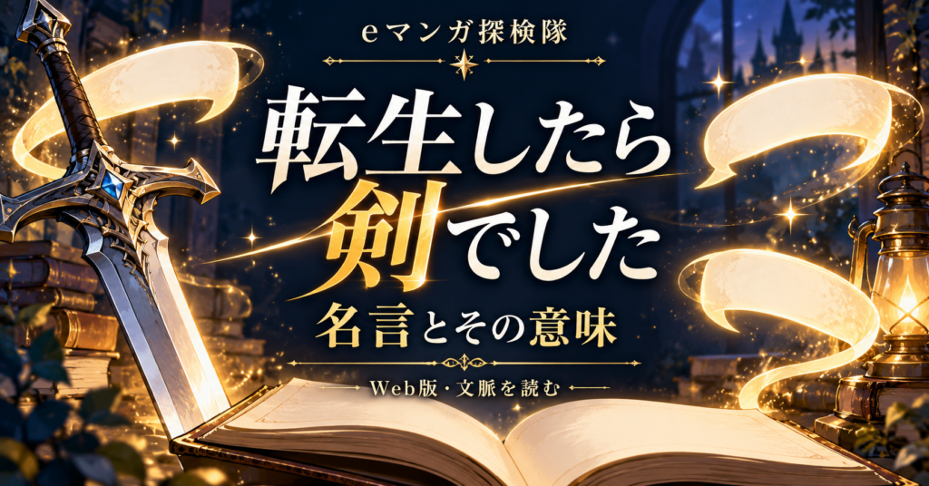転生したら剣でしたの名言を読み解く剣と開かれた本と光の会話のイラスト