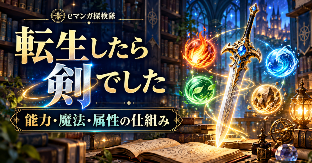 転生したら剣でしたの能力と魔法を象徴する剣と火水風土の光の球
